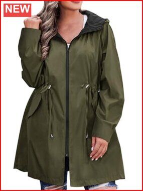 Waterproof Reversible Hooded Rain Jacket Plus Size Windbreaker